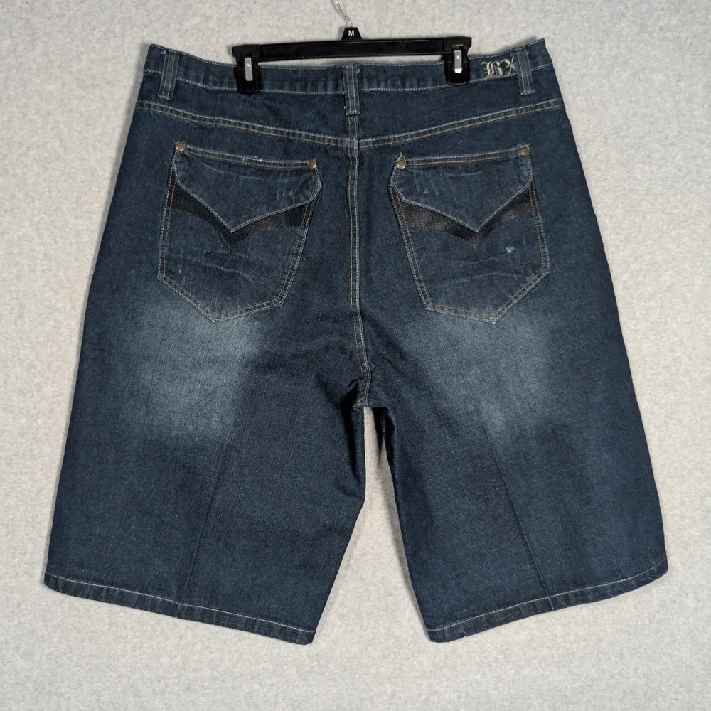 Brooklyn Xpress Denim Shorts Mens 44 Blue Baggy Y2K Streetwear Hip Hop Retro 90s
